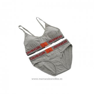 Conjunto Sujetador y Slip Calvin Klein Mujer Gris