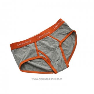 Slips Calvin Klein Hombre 365 Naranja Gris